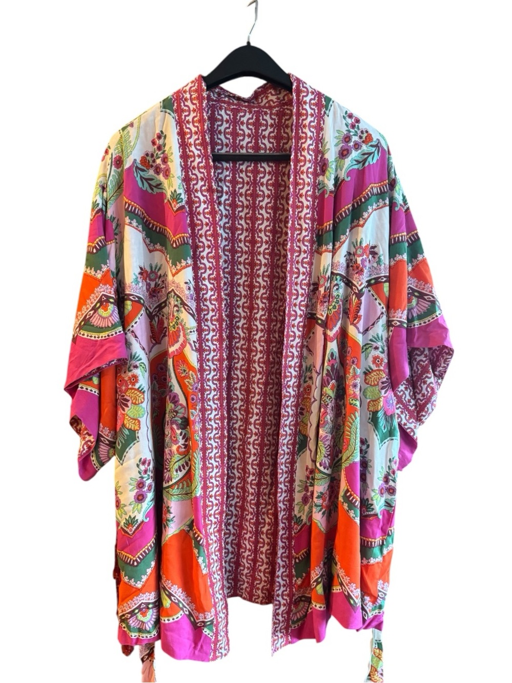 Rachel Zoe Boho Luxe Floral Belted Kimono Robe | L-XL |  Reversible Resortwear - Picture 6 of 12